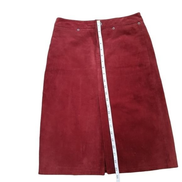 Gap Vintage Genuine Red Leather Suede Skirt - Picture 7 of 9